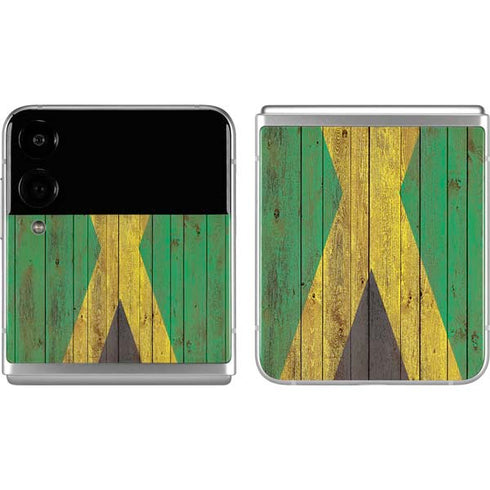 Jamaican Flag Dark Wood Galaxy Z Flip4 5G Skin