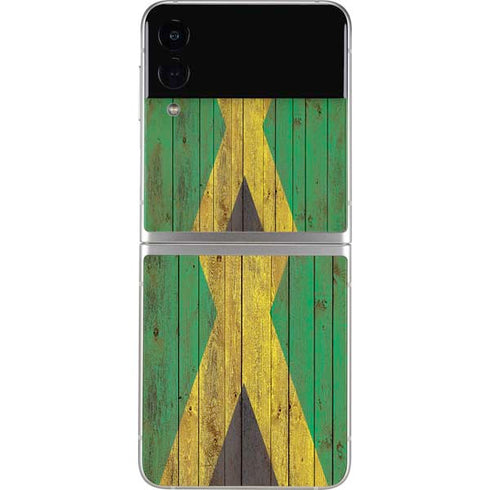 Jamaican Flag Dark Wood Galaxy Z Flip4 5G Skin