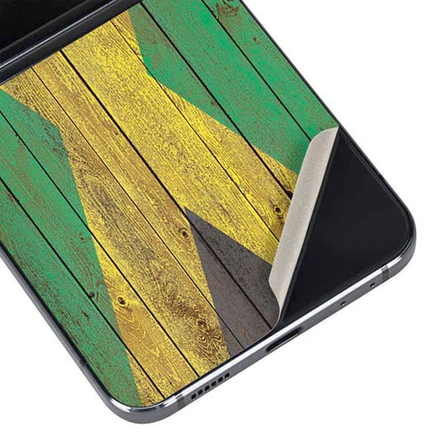 Jamaican Flag Dark Wood Galaxy Z Flip5 5G Skin