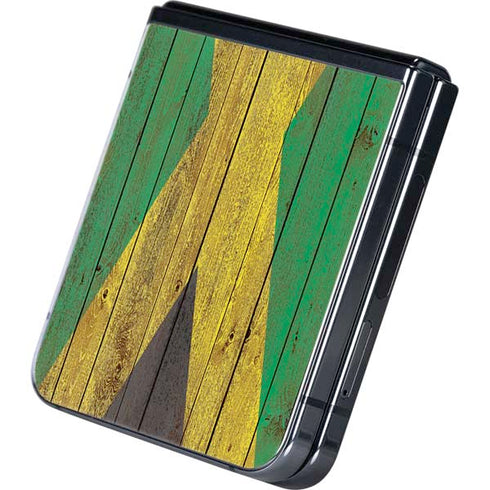 Jamaican Flag Dark Wood Galaxy Z Flip5 5G Skin