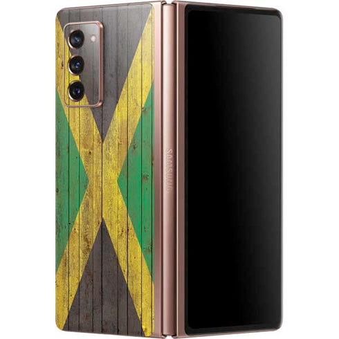 Jamaican Flag Dark Wood Galaxy Z Fold2 5G Skin