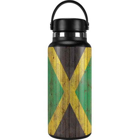 Jamaican Flag Dark Wood Hydro Flask 32oz Wide Mouth Skin