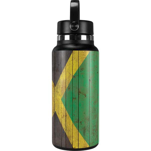 Jamaican Flag Dark Wood Hydro Flask 32oz Wide Mouth Skin