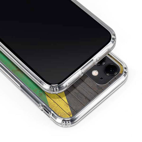 Jamaican Flag Dark Wood iPhone 11 Clear Case