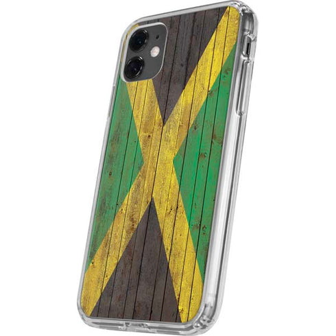 Jamaican Flag Dark Wood iPhone 11 Clear Case