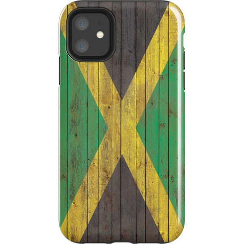 Jamaican Flag Dark Wood iPhone 11 Impact Case