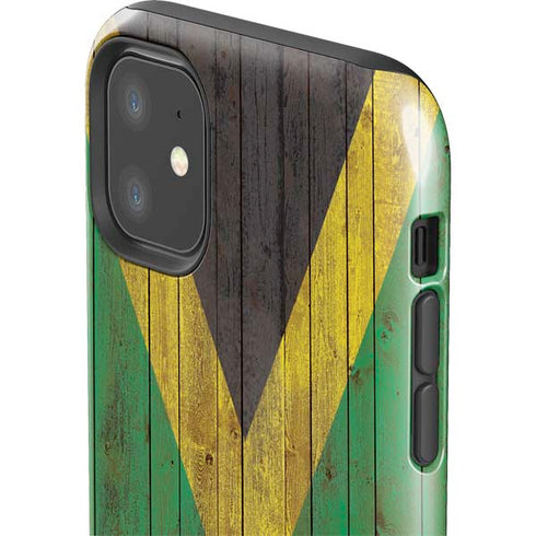 Jamaican Flag Dark Wood iPhone 11 Impact Case