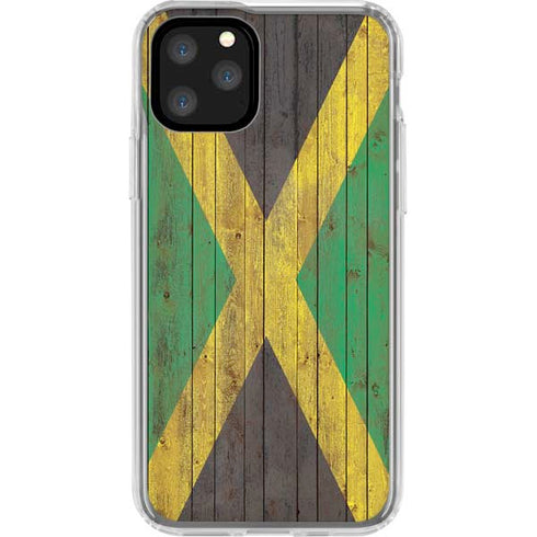 Jamaican Flag Dark Wood iPhone 11 Pro Clear Case