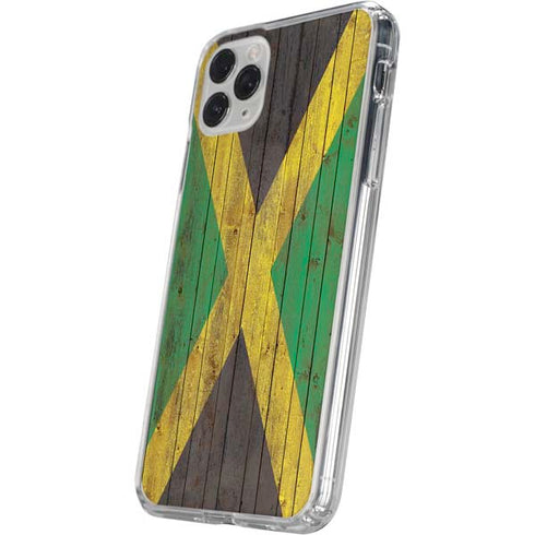 Jamaican Flag Dark Wood iPhone 11 Pro Clear Case