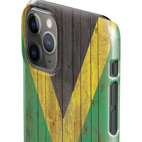 Jamaican Flag Dark Wood iPhone 11 Pro Lite Case