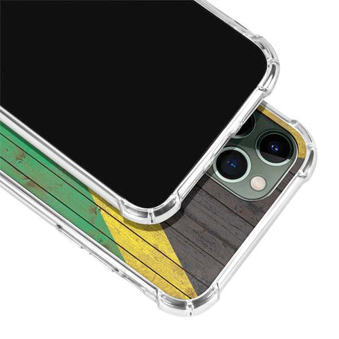 Jamaican Flag Dark Wood iPhone 11 Pro Max Clear Case