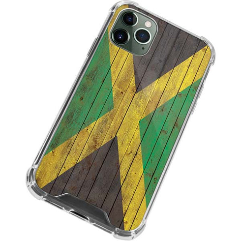 Jamaican Flag Dark Wood iPhone 11 Pro Max Clear Case