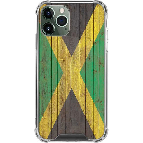 Jamaican Flag Dark Wood iPhone 11 Pro Max Clear Case