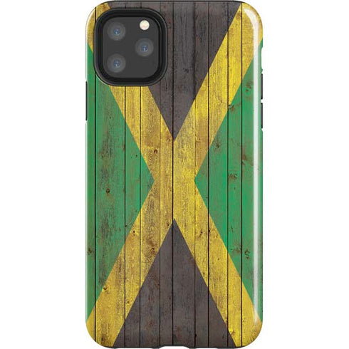 Jamaican Flag Dark Wood iPhone 11 Pro Max Impact Case