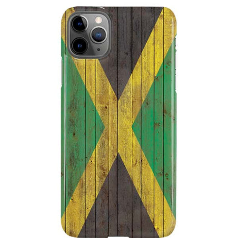 Jamaican Flag Dark Wood iPhone 11 Pro Max Lite Case