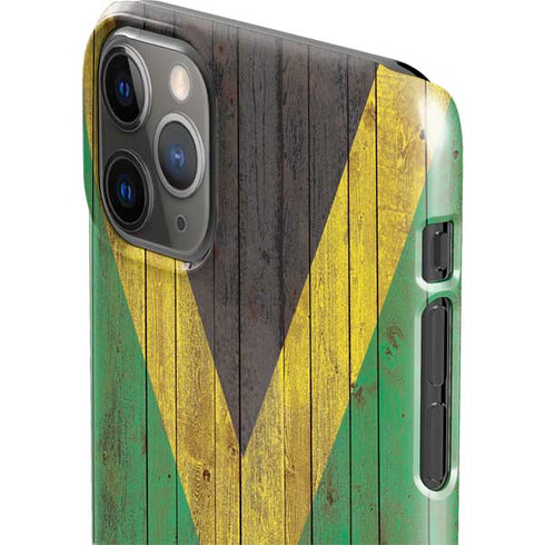 Jamaican Flag Dark Wood iPhone 11 Pro Max Lite Case