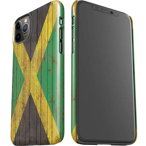 Jamaican Flag Dark Wood iPhone 11 Pro Max Lite Case