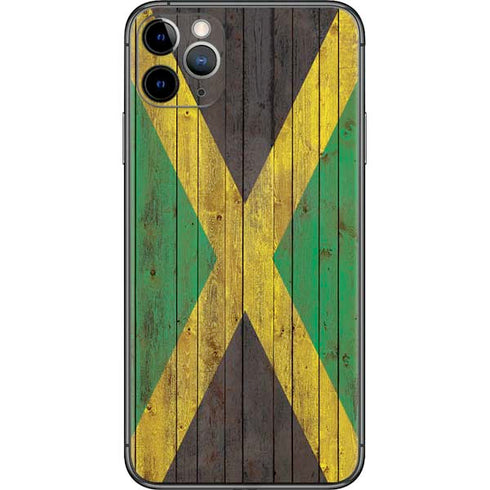 Jamaican Flag Dark Wood iPhone 11 Pro Max Skin