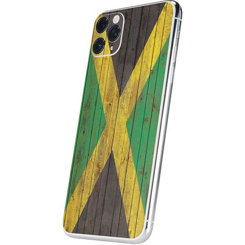 Jamaican Flag Dark Wood iPhone 11 Pro Max Skin