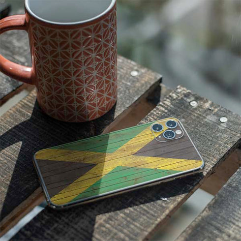 Jamaican Flag Dark Wood iPhone 11 Pro Max Skin