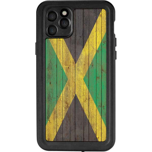 Jamaican Flag Dark Wood iPhone 11 Pro Max Waterproof Case