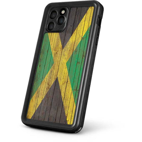 Jamaican Flag Dark Wood iPhone 11 Pro Max Waterproof Case
