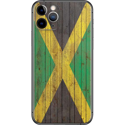 Jamaican Flag Dark Wood iPhone 11 Pro Skin