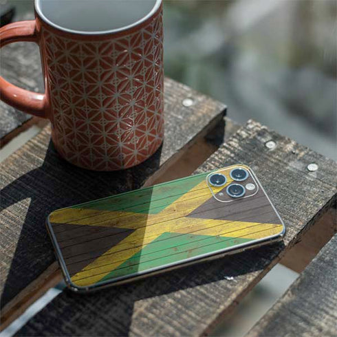 Jamaican Flag Dark Wood iPhone 11 Pro Skin