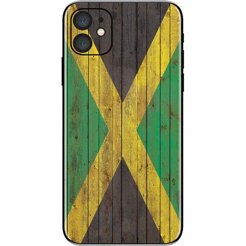 Jamaican Flag Dark Wood iPhone 11 Skin