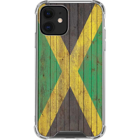 Jamaican Flag Dark Wood iPhone 12 Clear Case