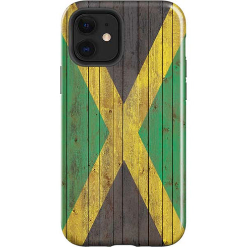 Jamaican Flag Dark Wood iPhone 12 Impact Case