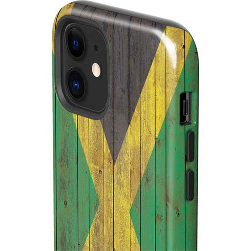 Jamaican Flag Dark Wood iPhone 12 Impact Case