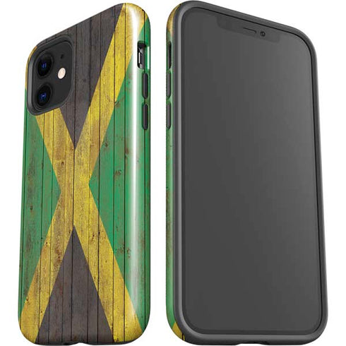 Jamaican Flag Dark Wood iPhone 12 Impact Case