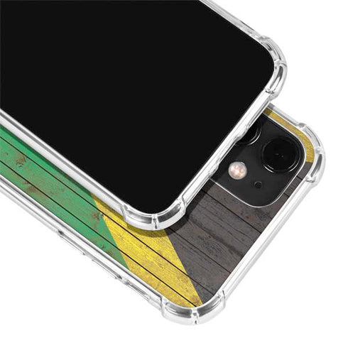 Jamaican Flag Dark Wood iPhone 12 Mini Clear Case