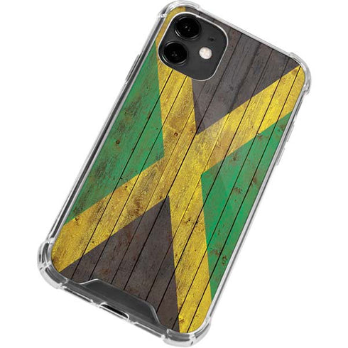 Jamaican Flag Dark Wood iPhone 12 Mini Clear Case