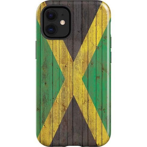 Jamaican Flag Dark Wood iPhone 12 Mini Impact Case