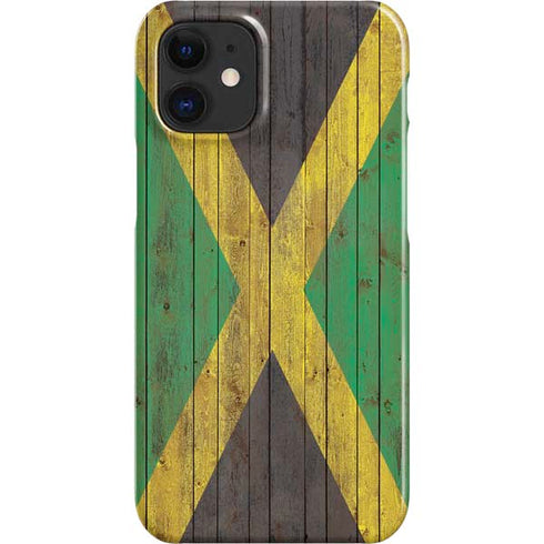Jamaican Flag Dark Wood iPhone 12 Mini Lite Case