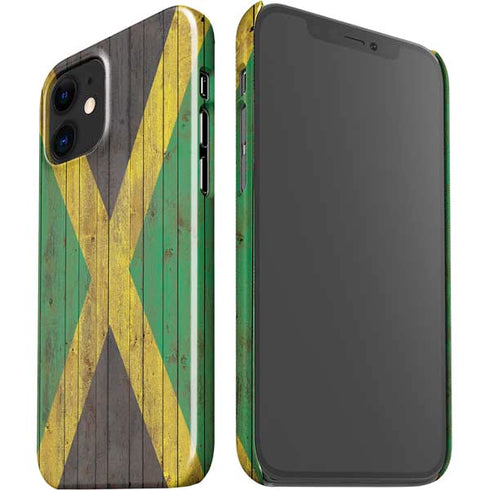 Jamaican Flag Dark Wood iPhone 12 Mini Lite Case