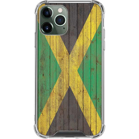 Jamaican Flag Dark Wood iPhone 12 Pro Max Clear Case