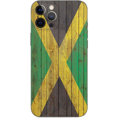 Jamaican Flag Dark Wood iPhone 12 Pro Max Skin