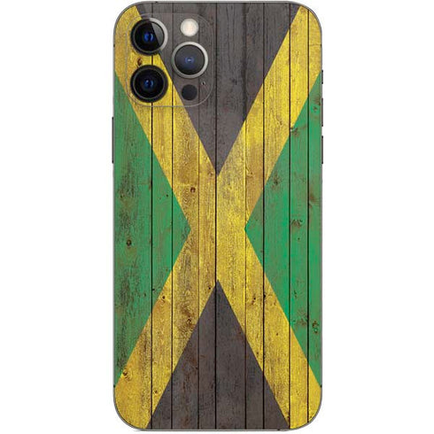 Jamaican Flag Dark Wood iPhone 12 Pro Skin