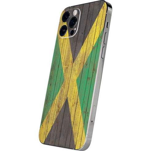 Jamaican Flag Dark Wood iPhone 12 Pro Skin