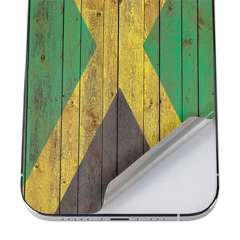Jamaican Flag Dark Wood iPhone 12 Pro Skin