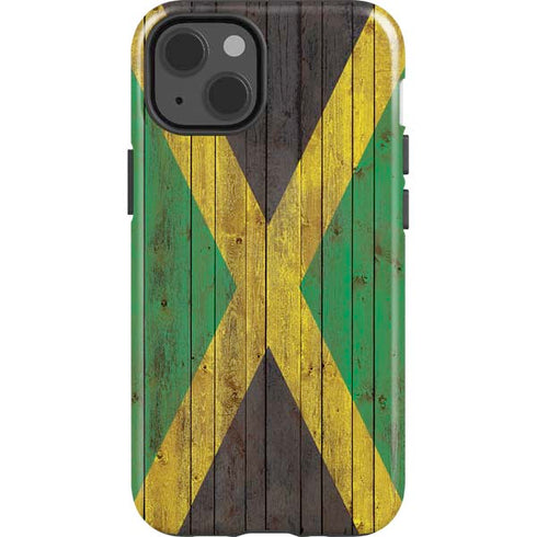 Jamaican Flag Dark Wood iPhone 13 Impact Case