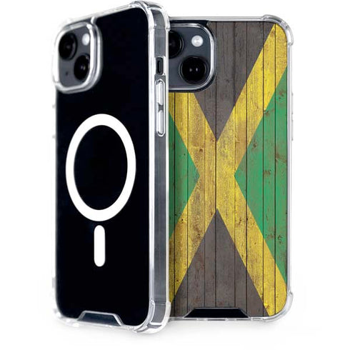 Jamaican Flag Dark Wood iPhone 13 MagSafe Case