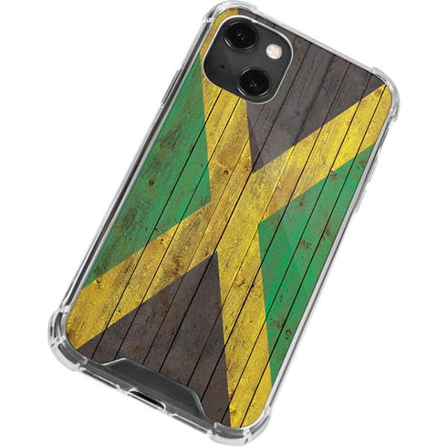 Jamaican Flag Dark Wood iPhone 13 Mini Clear Case