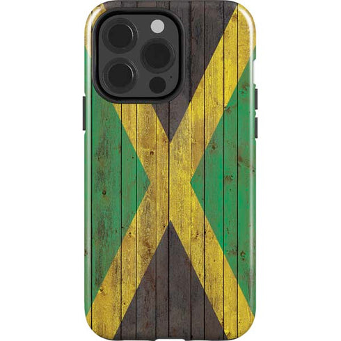 Jamaican Flag Dark Wood iPhone 13 Pro Impact Case