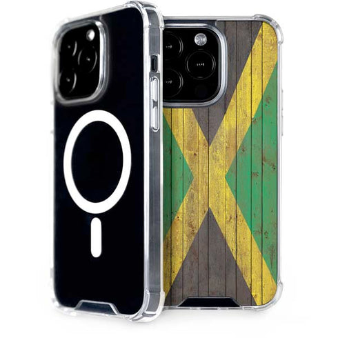 Jamaican Flag Dark Wood iPhone 13 Pro MagSafe Case