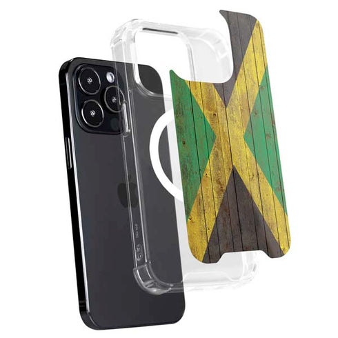 Jamaican Flag Dark Wood iPhone 13 Pro MagSafe Case