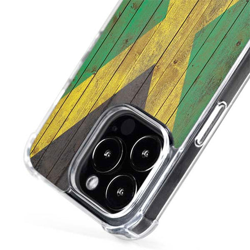 Jamaican Flag Dark Wood iPhone 13 Pro MagSafe Case